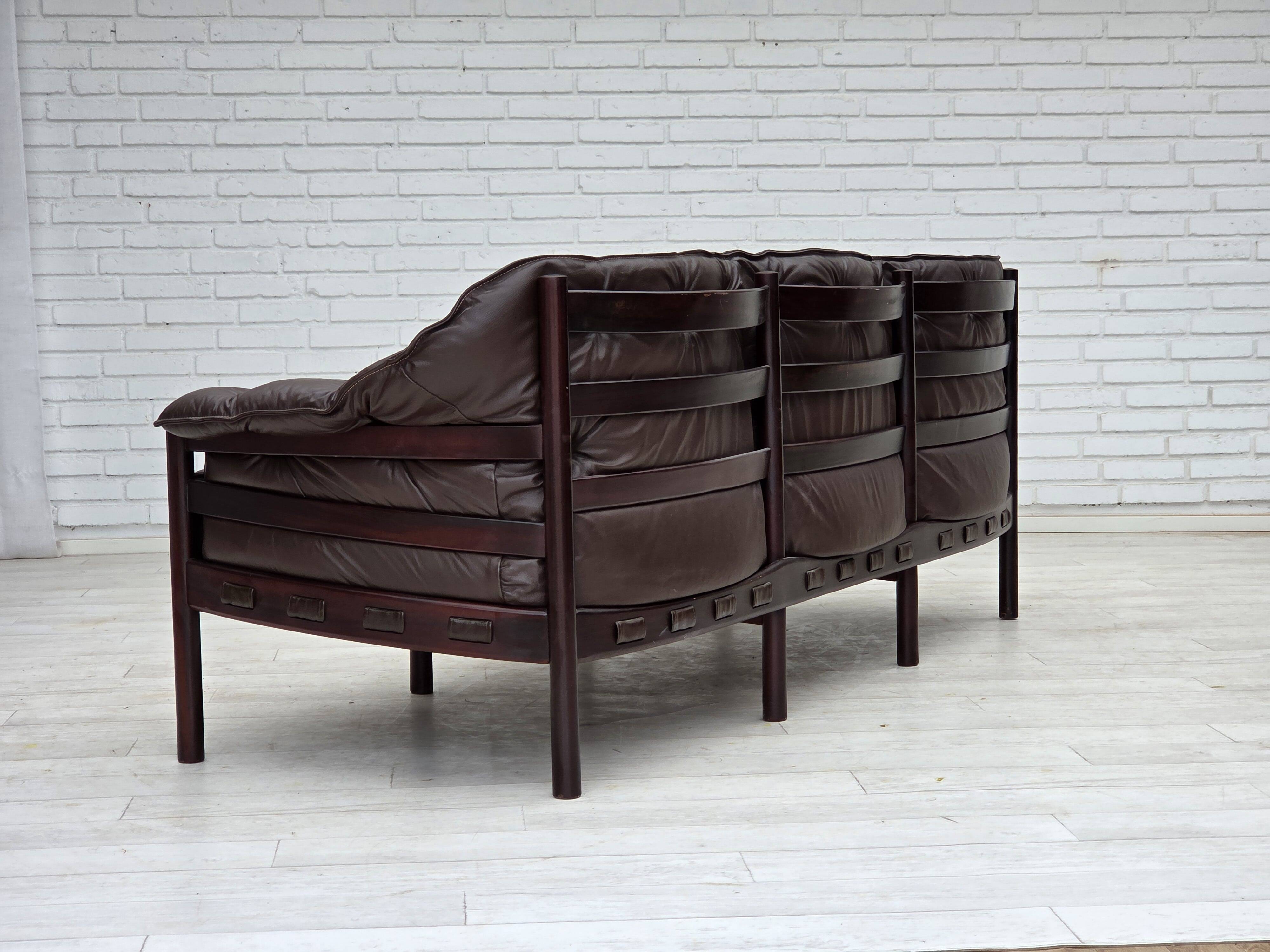 1970s, Scandinavian 3-seater sofa by Arne Norell, furniture leather.