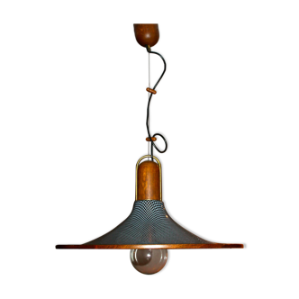 Temde Leuchten, 50's/60's and teak and brass hanging lamp