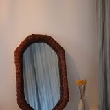 Woven wicker mirror