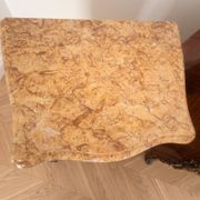 Louis XV bedside table set with 2 nightstands in wood and marble.