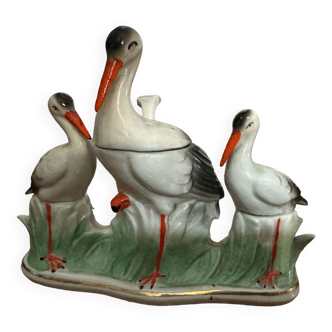 Saxon porcelain storks, condiment set