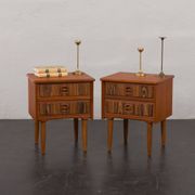 Mid-century teak bedside tables with rosewood inlays, Denmark 1960s