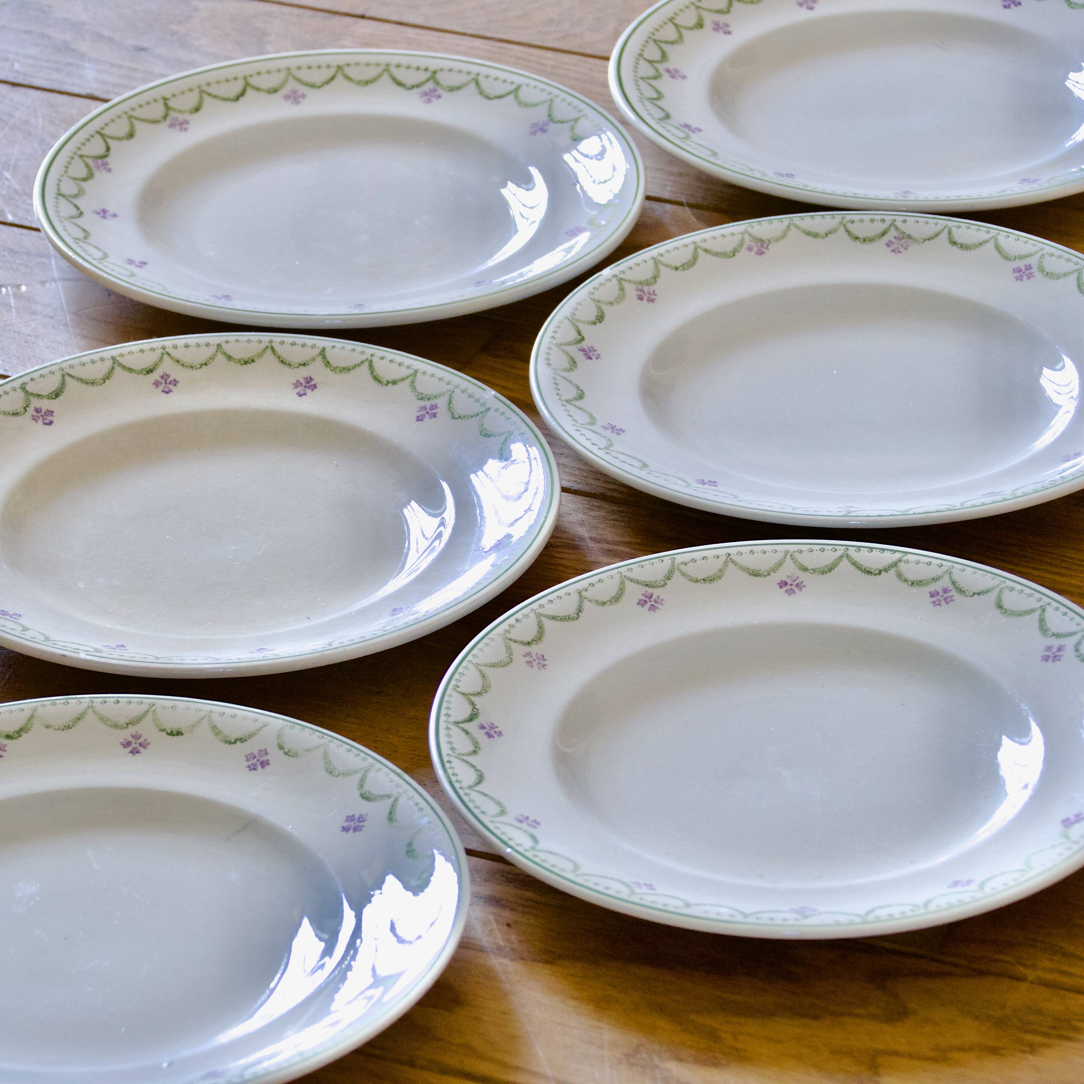 Antique Longwy "Violetta" hand-painted dinner plates
