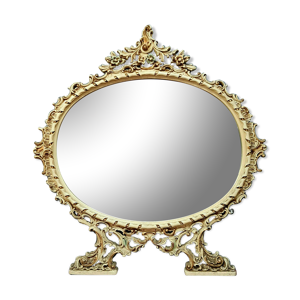 miroir Vénitien Louis XV-XVI en bois laqué et polychrome vers 1900-1930
