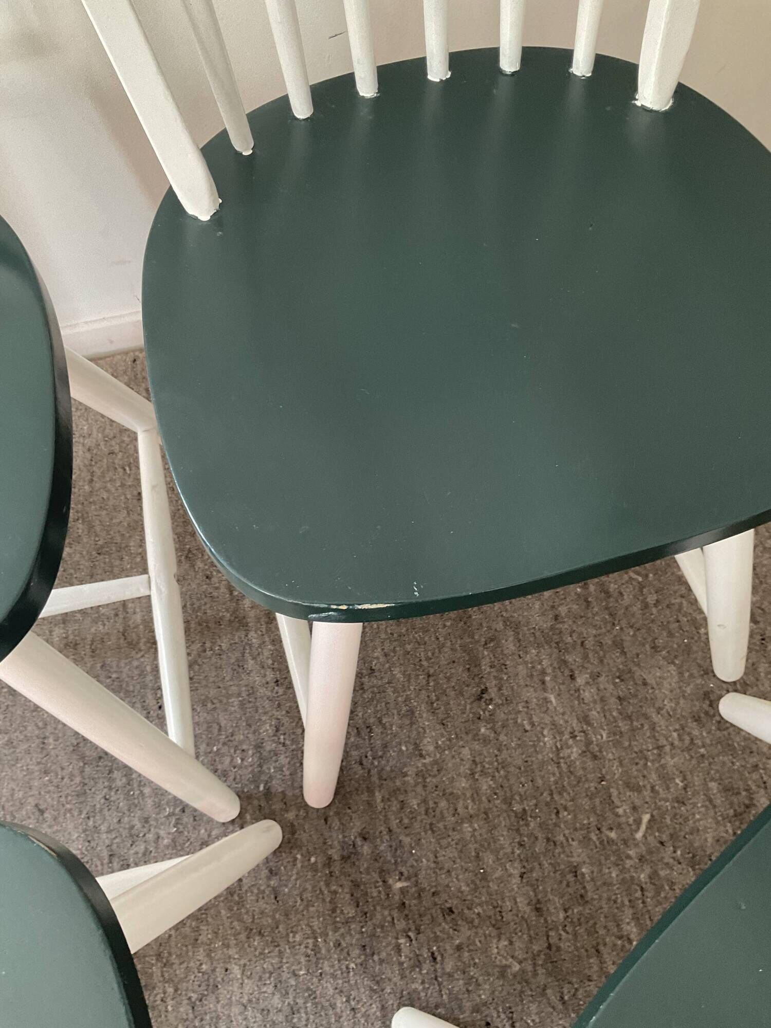 Series of 4 Scandinavian wooden chairs 60s-70s