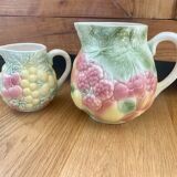 Broc carafe and small pitcher Salins slurry fruit