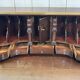 1930s English curved mahogany back desk