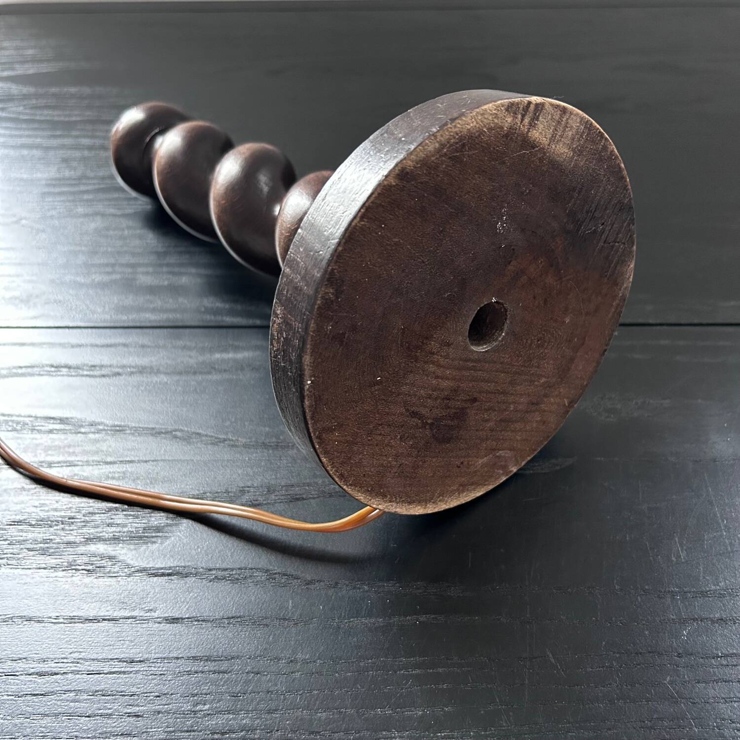 Turned wooden lamp base