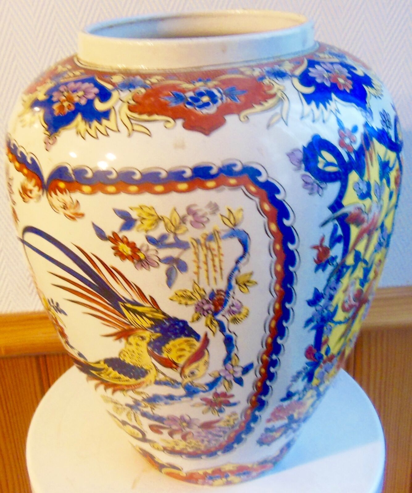 Vase with bird decoration signed y . p derevua