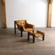Fauteuil Amazonas avec repose-pieds en cuir cognac par Jean Gillon Brésil