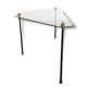 Table basse tripode verre et métal, années 50