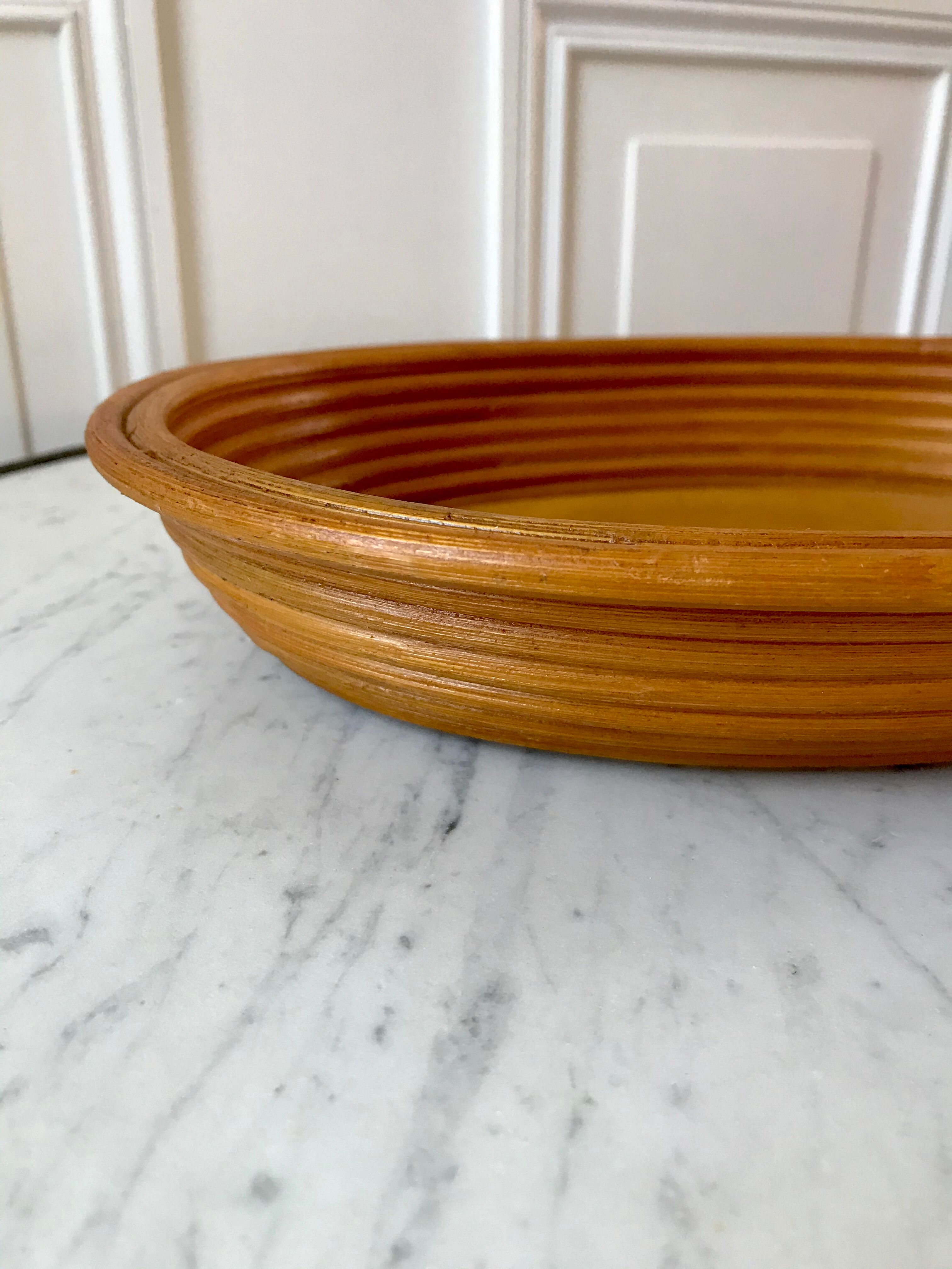 Rattan basket and wood 70s