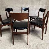 Series Set of 6 vintage Scandinavian rosewood chairs from the 1960s