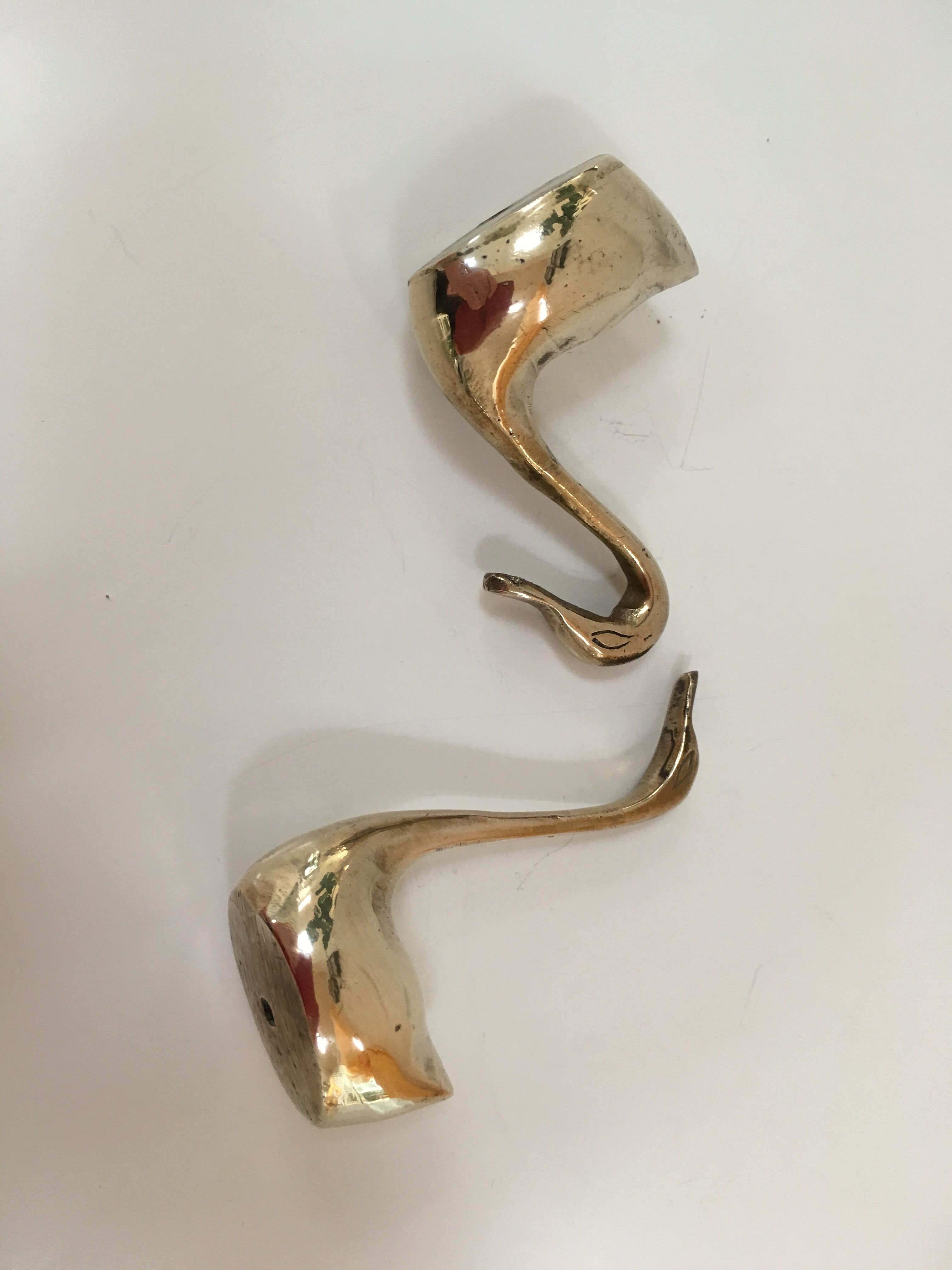 Pair of vintage brass swans