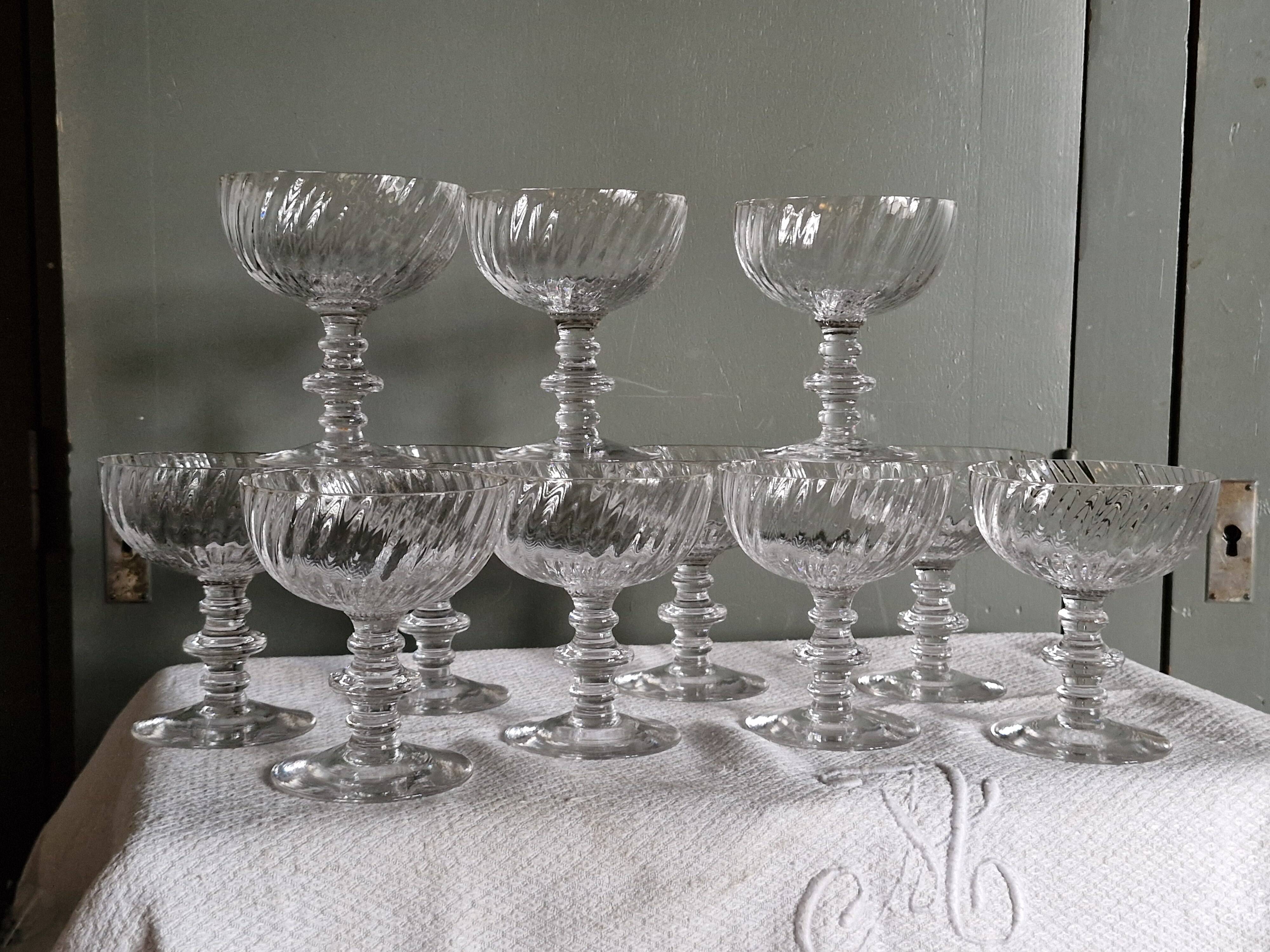 11 crystal champagne coupes - late 19th century