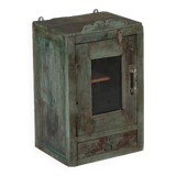 Vitrine verte ancienne bois vieux teck piece et patine d'origine inde