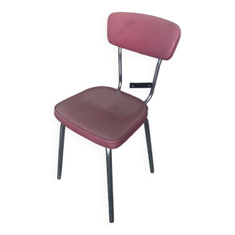 Chair Metal Chrome & Skaï vintage red