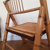 Bamboo and rattan folding chair
