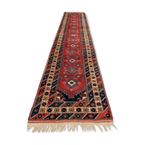 Turkish runner 475x97 cm tribal rug, red, beige, blue, vintage