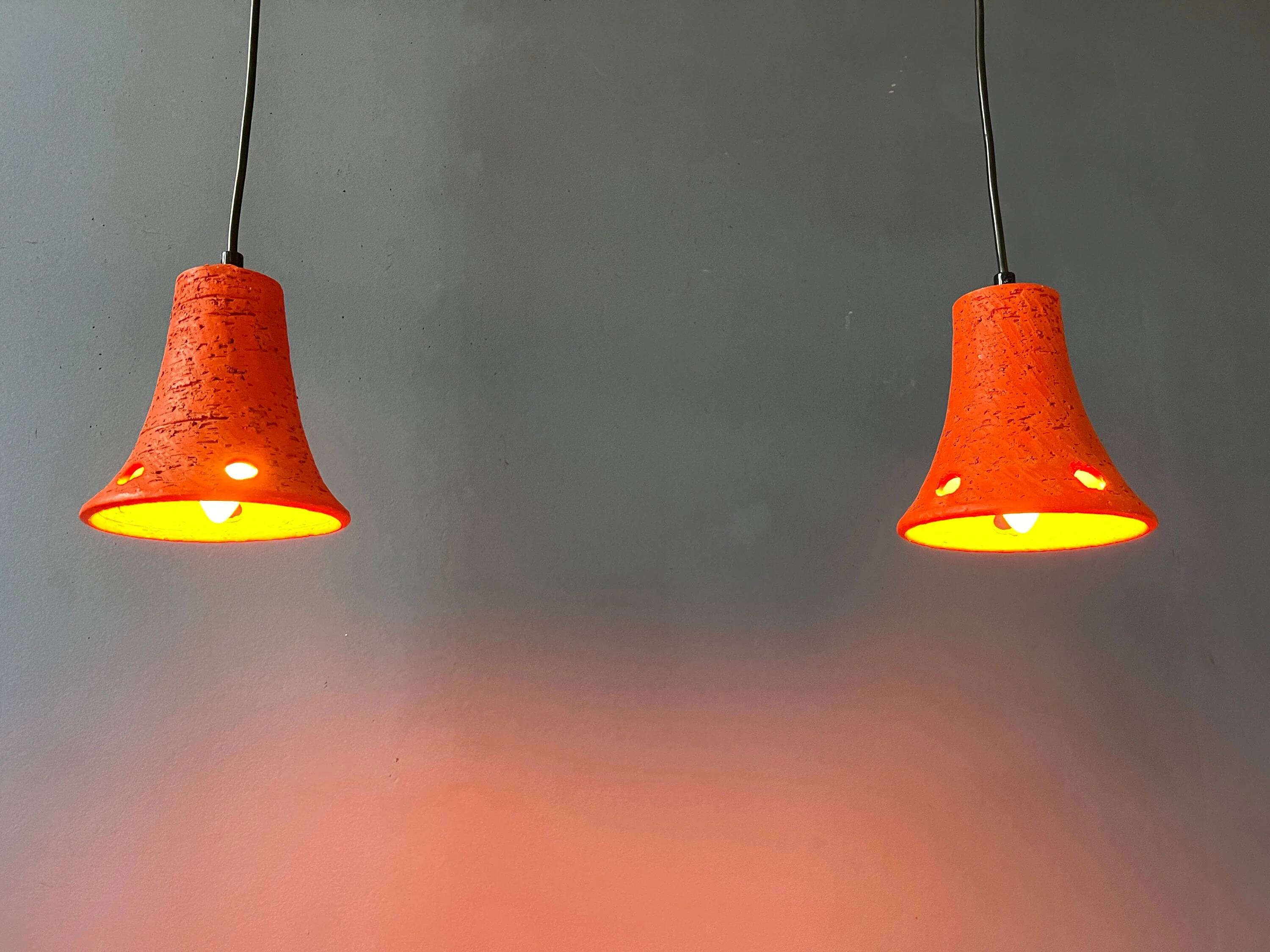 2 retro ceramic orange pendants