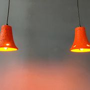 2 retro ceramic orange pendants