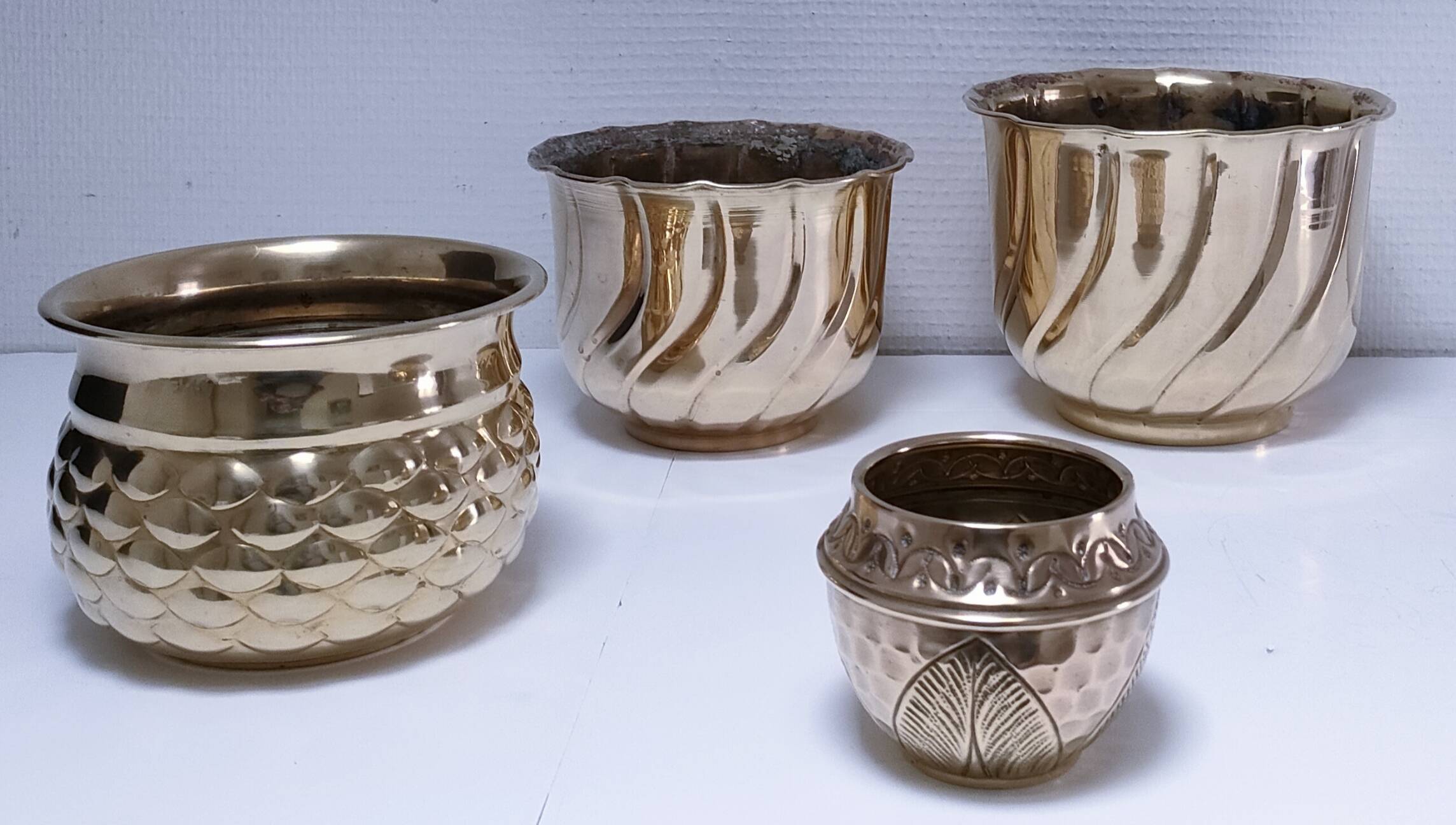 quatre cache-pot laiton vintage