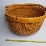 Panier en osier peint jaune d'or, 39 cm