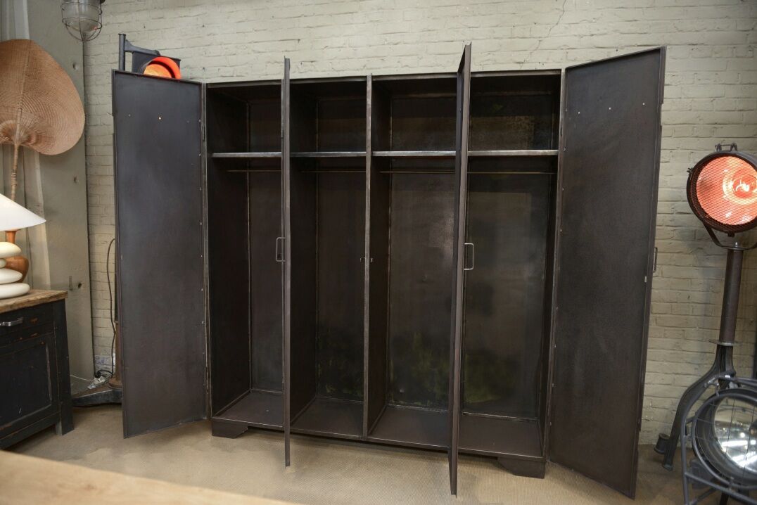 Industrial cabinet 4 doors in metal 1950