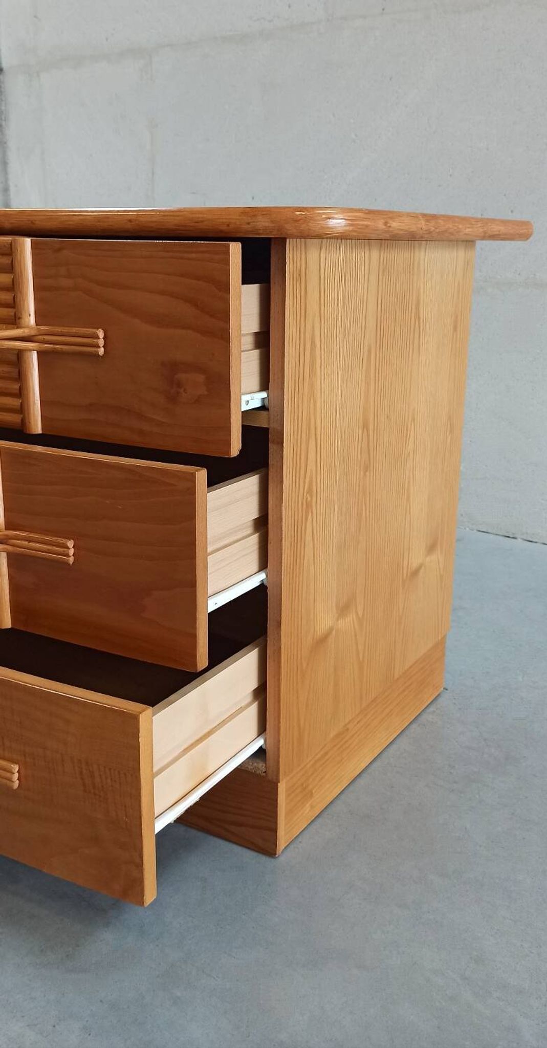 Vintage chest of drawers with bamboo and rattan details