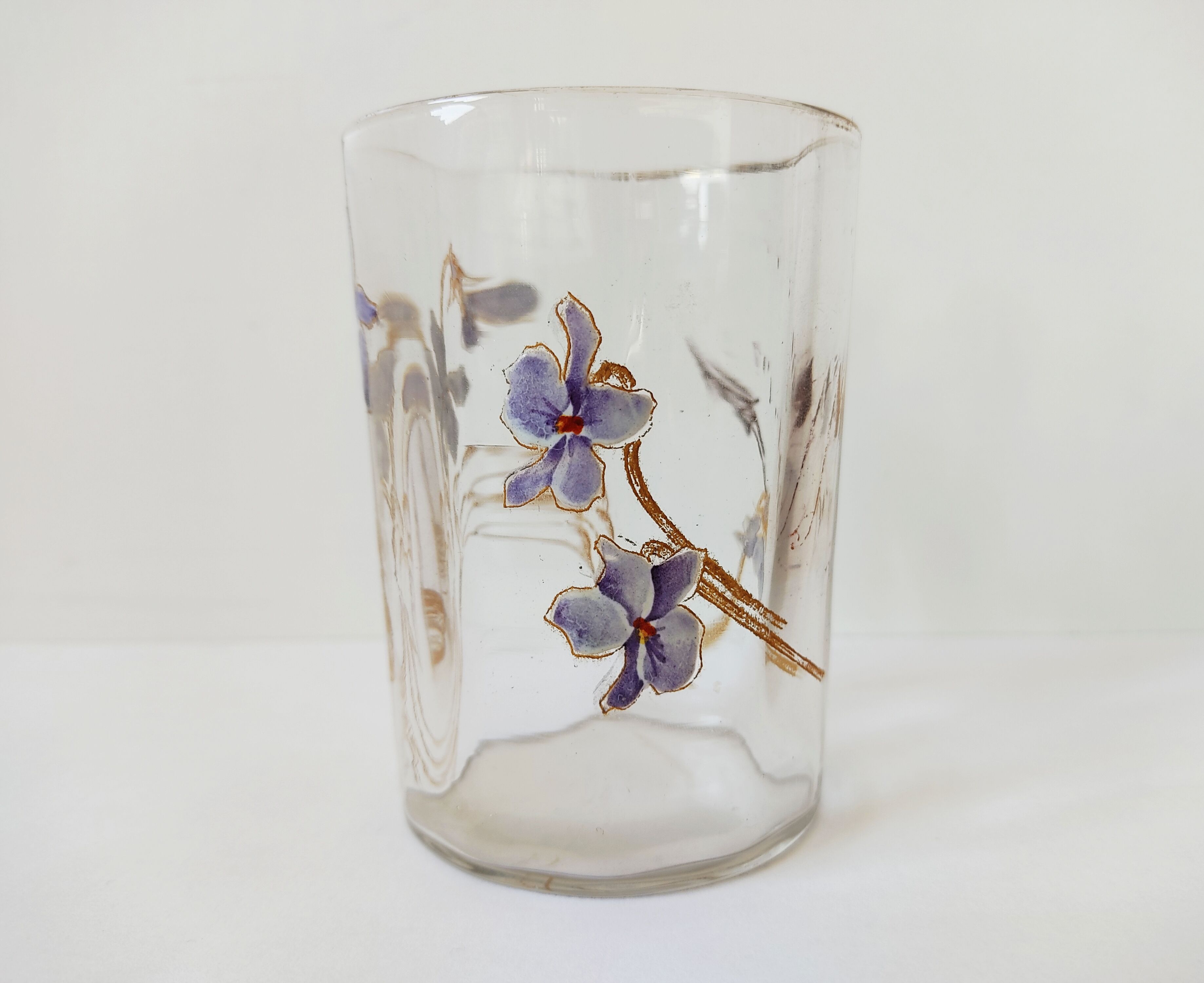 Glass 1913 with enamel flower decoration