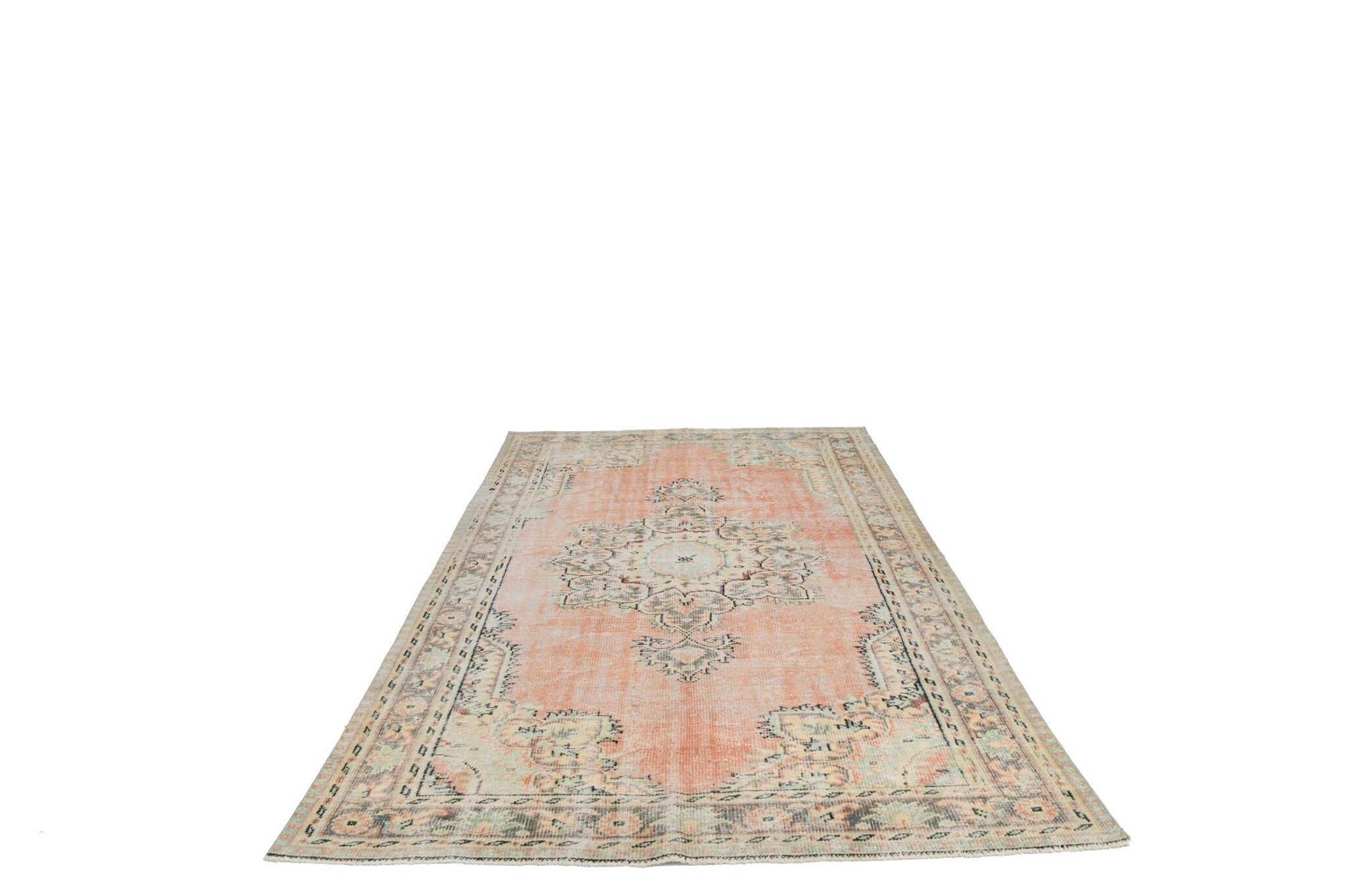 Tapis turc classique vintage saumon et beige, 185 x 291 cm