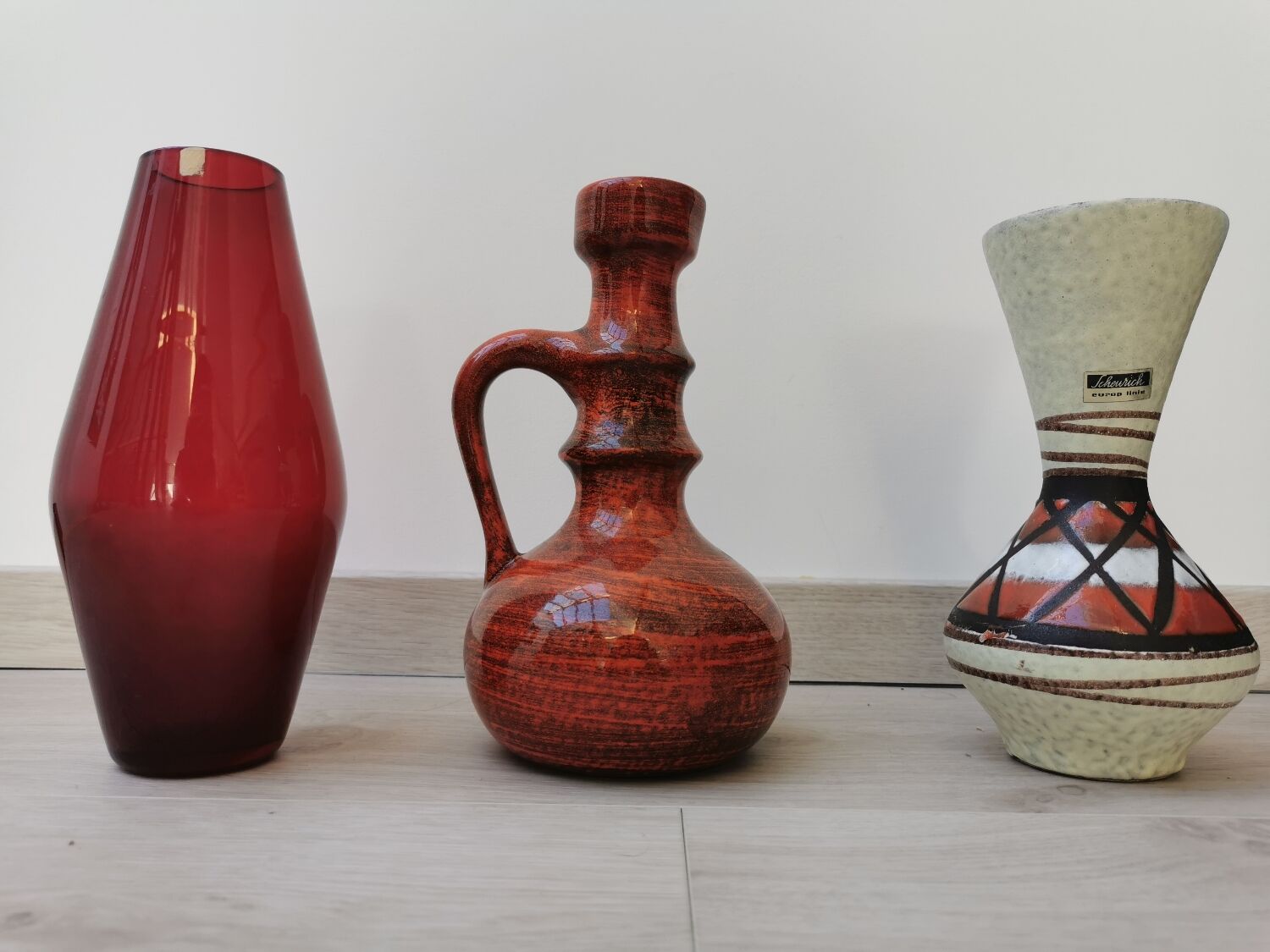 Vintage Scheurich vases, red