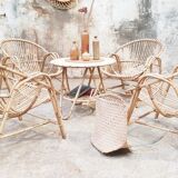 Rattan armchairs and table