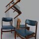 Set of 4 Scandinavian Teak and Green Leatherette Dining Chairs