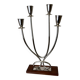 Art deco candlestick in stainless steel and rosewood, 4 flames, Spain, 1970s