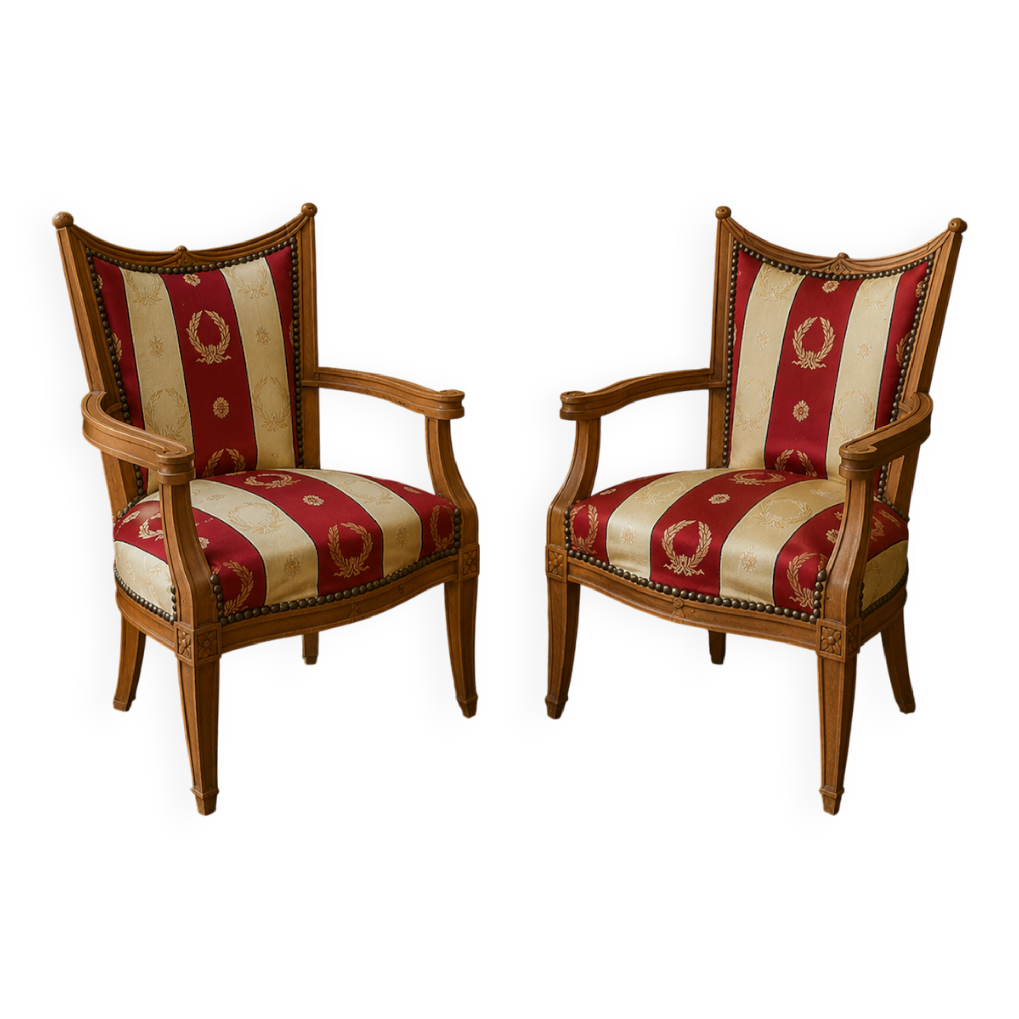 Paire de fauteuils gondole d'enfant de style Empire en merisier