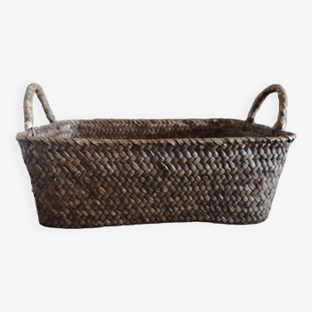 Basket / storage basket in woven rattan - Mid 20th century