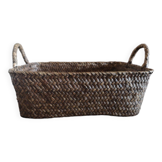 Basket / storage basket in woven rattan - Mid 20th century