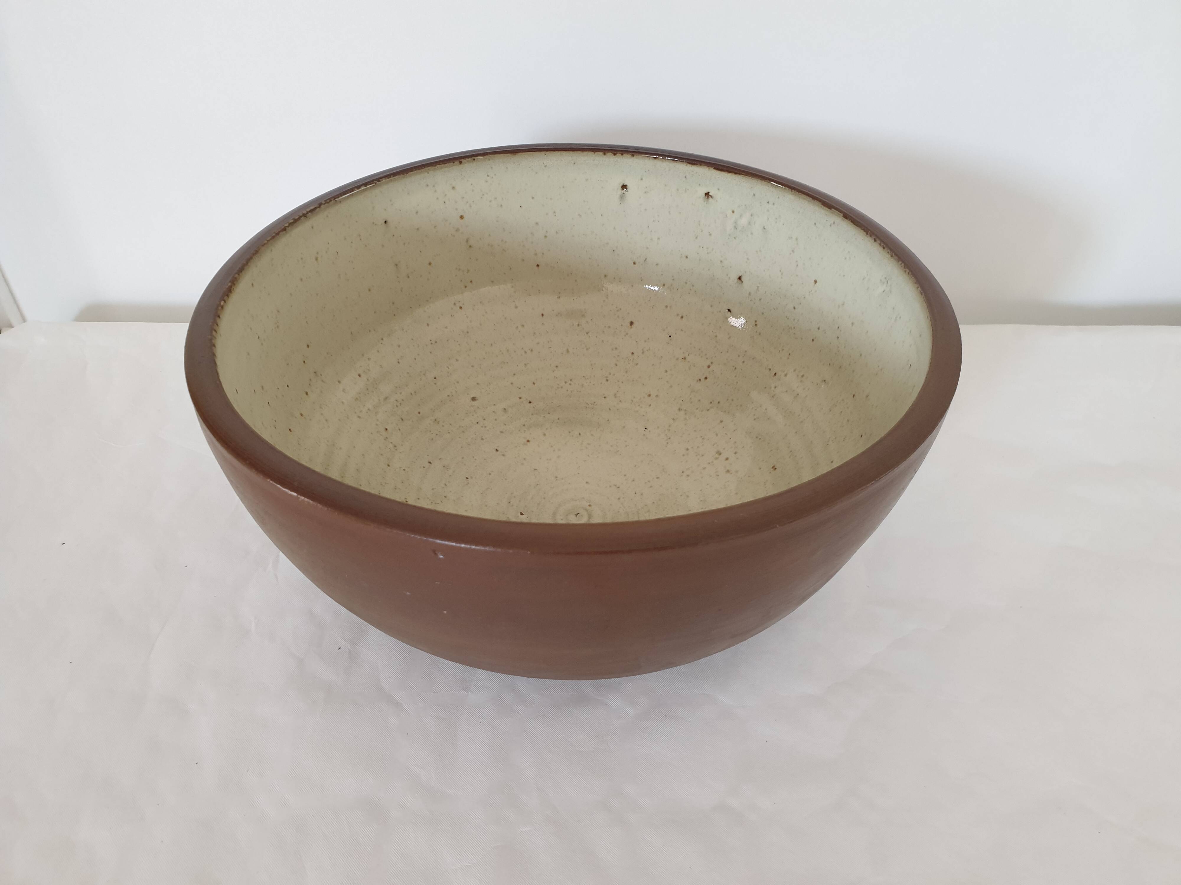 Large stoneware salad bowl Ø 30cm - Signature to identify La Borne? Puisaye?