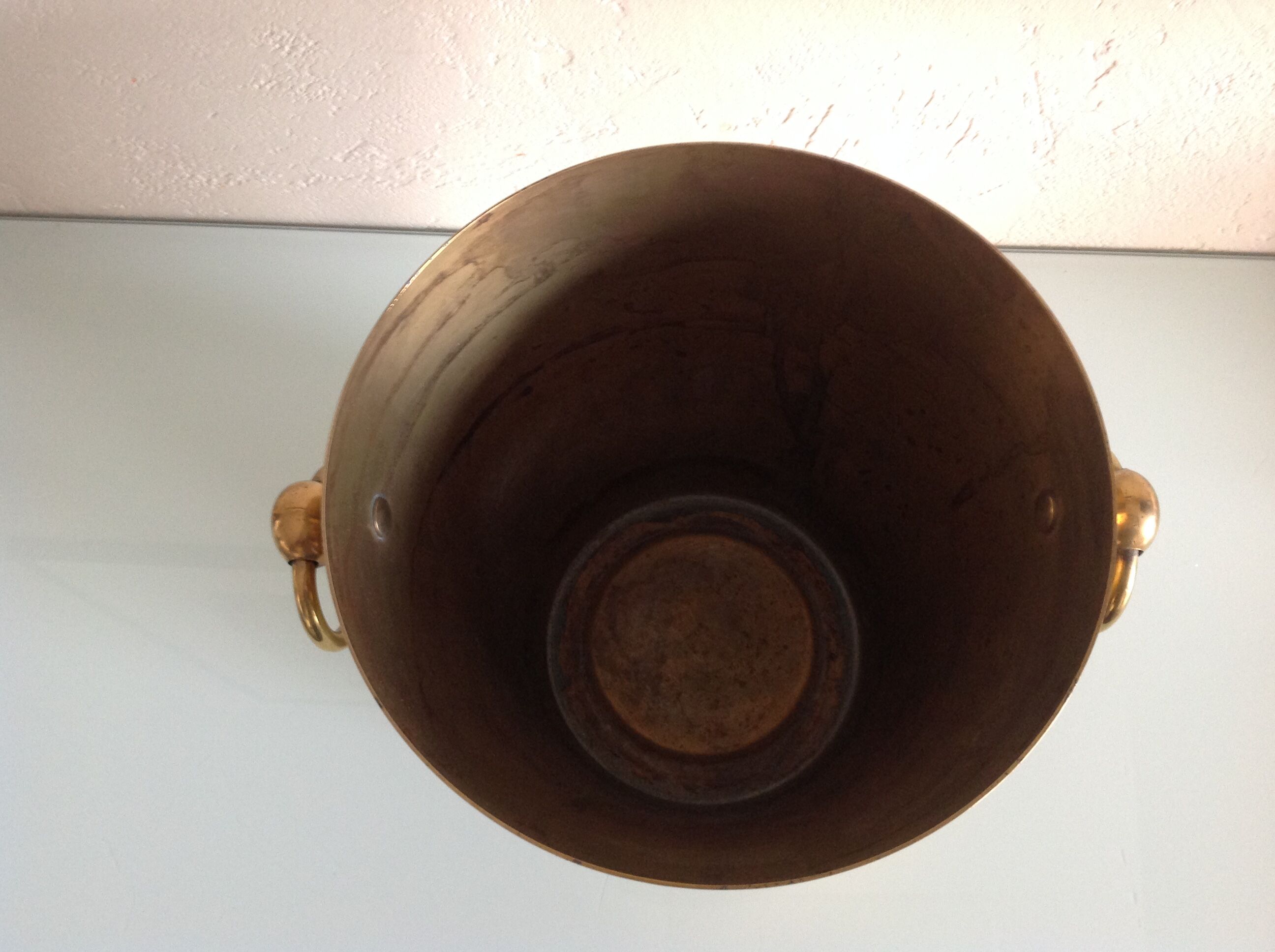 Yellow copper champagne bucket / vintage 70s
