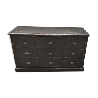 Furniture of trade nine drawers three shelves patina black