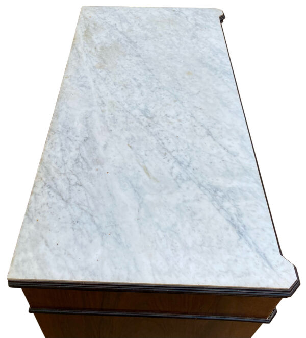 Commode ancienne Louis Philippe avec plateau en marbre blanc