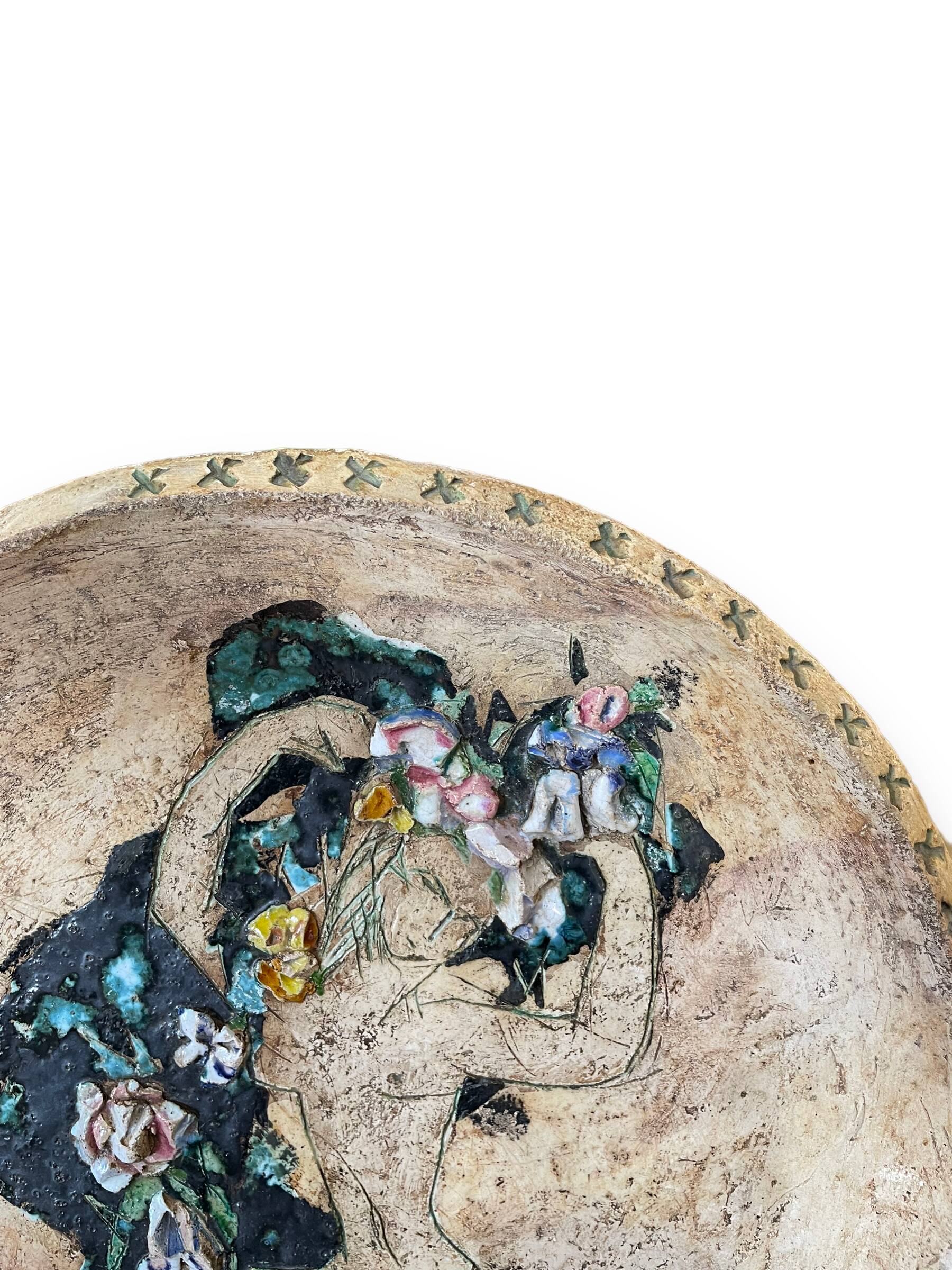 Helen Mai Important Dish In Terracotta And Glazed Porcelain Female Nude