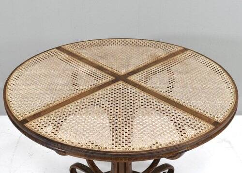 Bistro dining table in bentwood and cane from Alvar Aalto by Thonet