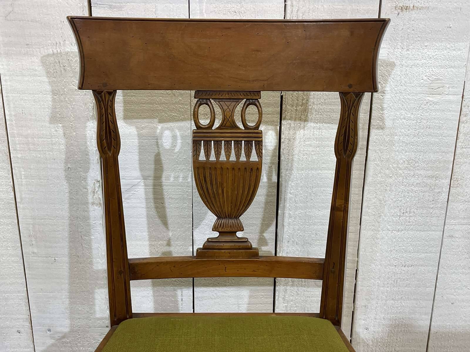 Set of 6 Directoire style cherry wood chairs, 1960s.