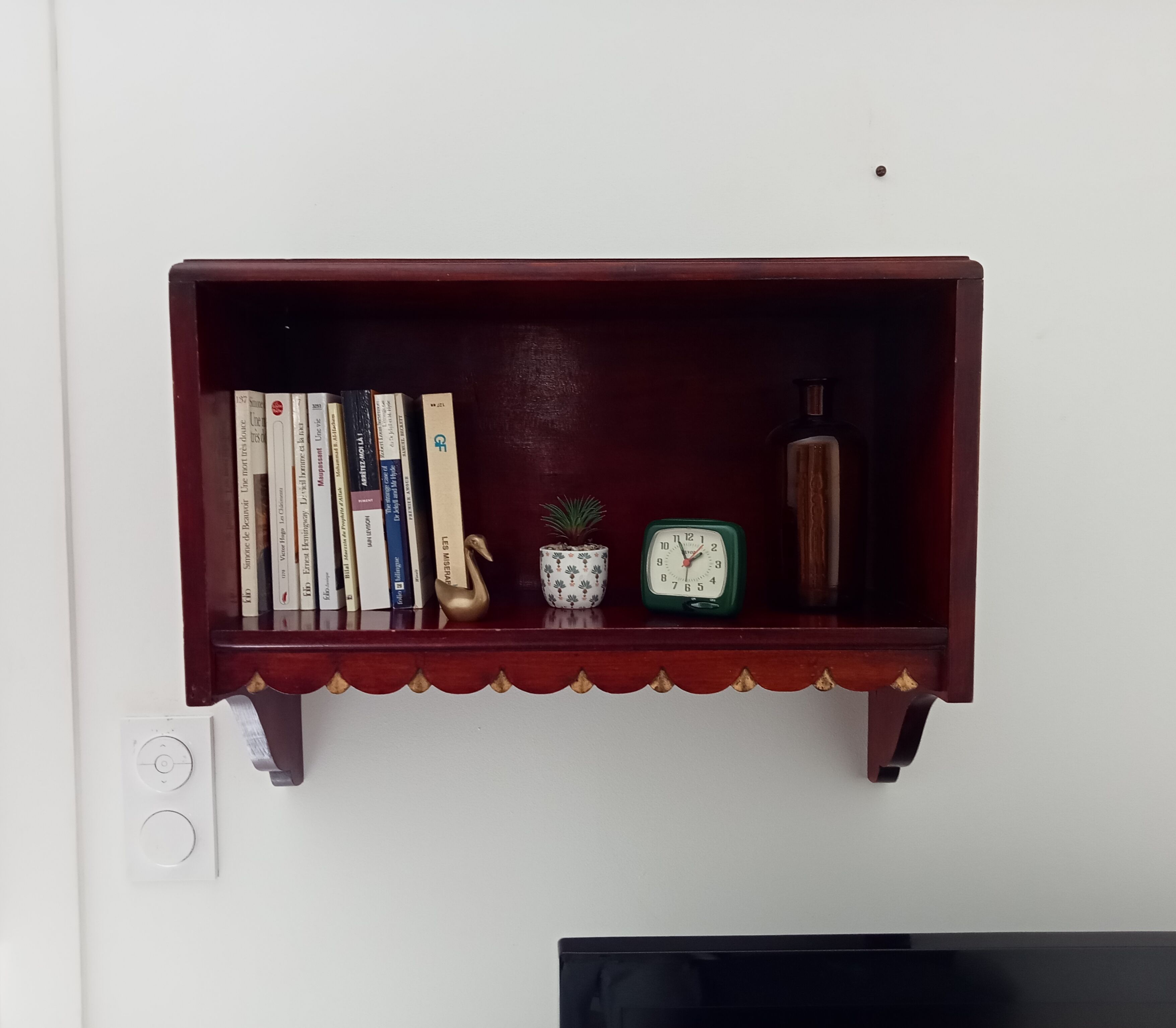 Vintage solid oak wall shelf