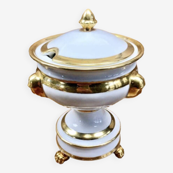 Ancien confiturier sucrier porcelaine de Paris Louis Philippe XIX