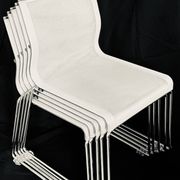 Lot de 5 Chaises de réunion empilables « Stick chair » ICF - piétement luge - tissu résille blanc