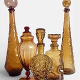 Empoli Amber Glass Decanter Set by Wayne Husted, Handmade in Italy