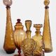 Ensemble de carafes en verre ambre Empoli par Wayne Husted, fait à la main en Italie.
